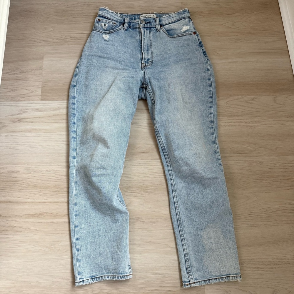 Abercrombie & Fitch Blue Ankle Straight Ultra High Rise Jeans